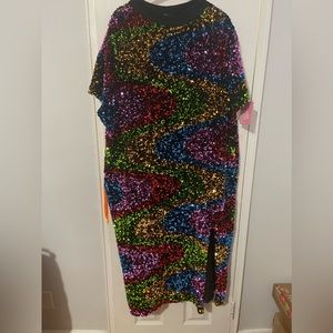 NWT. Isolated Heroes - Rainbow Carnival Sequin Midi Dress.